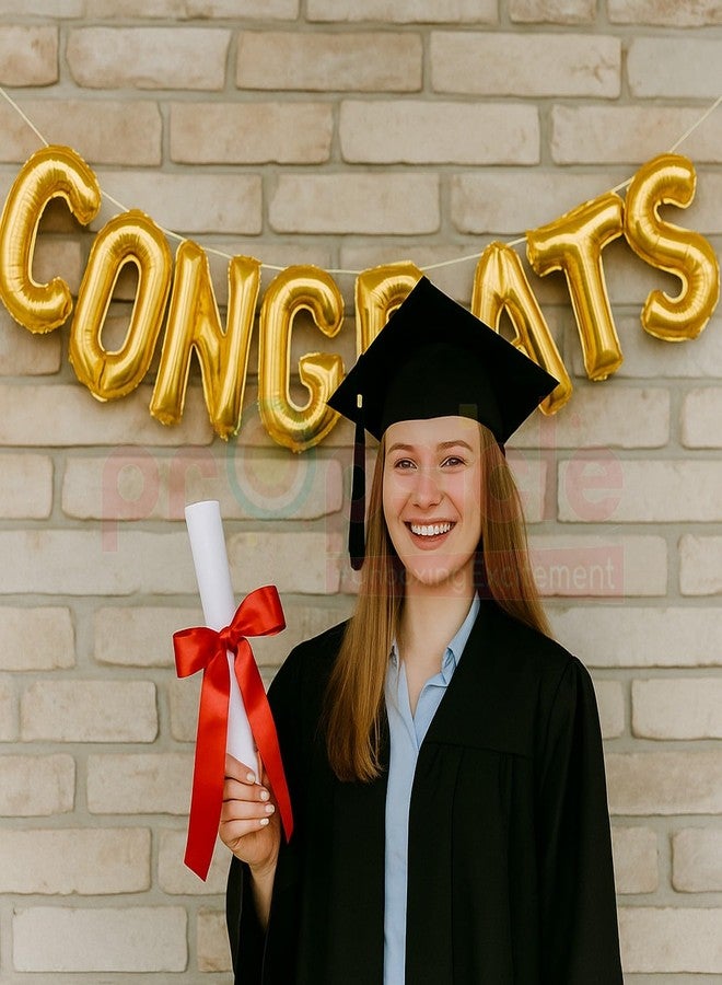 بروبسيكل بالونات فويل ذهبية على شكل حروف تهنئة من بروبسكل، مقاس 16 بوصة - مثالية لحفلات التخرج، والزفاف، وحفلات استقبال المولود، واحتفالات النجاح في العمل، وحفلات الوداع، وحفلات الترقية، ولافتة احتفال ذهبية. - Image 3